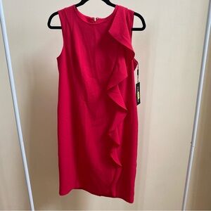 NWT Karl Lagerfeld Paris ruffle sleeveless cocktail dress red/pink